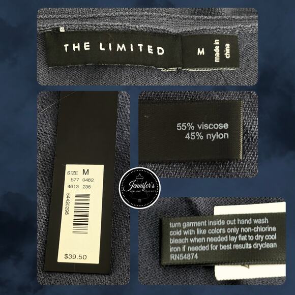 The Limited NWT Blue/Gray V-Neck Ruched Sides Long Sleeve Sweater Size Medium - Picture 11 of 13